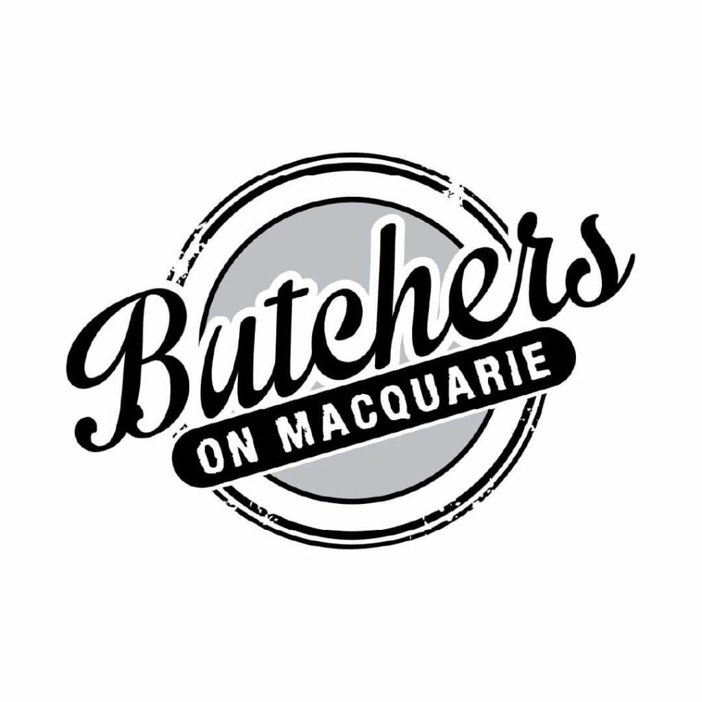 Butchers on Macquarie logo featuring butcher shop branding