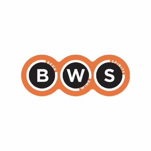 BWS store logo featuring bold orange and black circles for the liquor retail brand