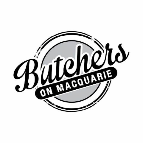 Butchers on Macquarie logo featuring butcher shop branding